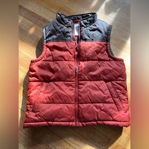 Gymboree Boy Quilted PufferOrange Brown Zippered Sherpa Vest Size S 5-6 Pictures
